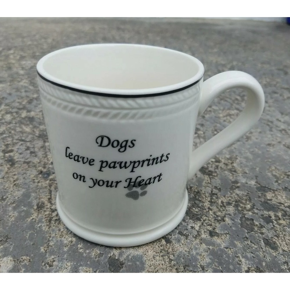 Dogs leave pawprints on your Heart Ivory & Black Mug Cup by AR